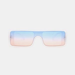UV400 Polycarbonate Frame Rectangle Sunglasses in White